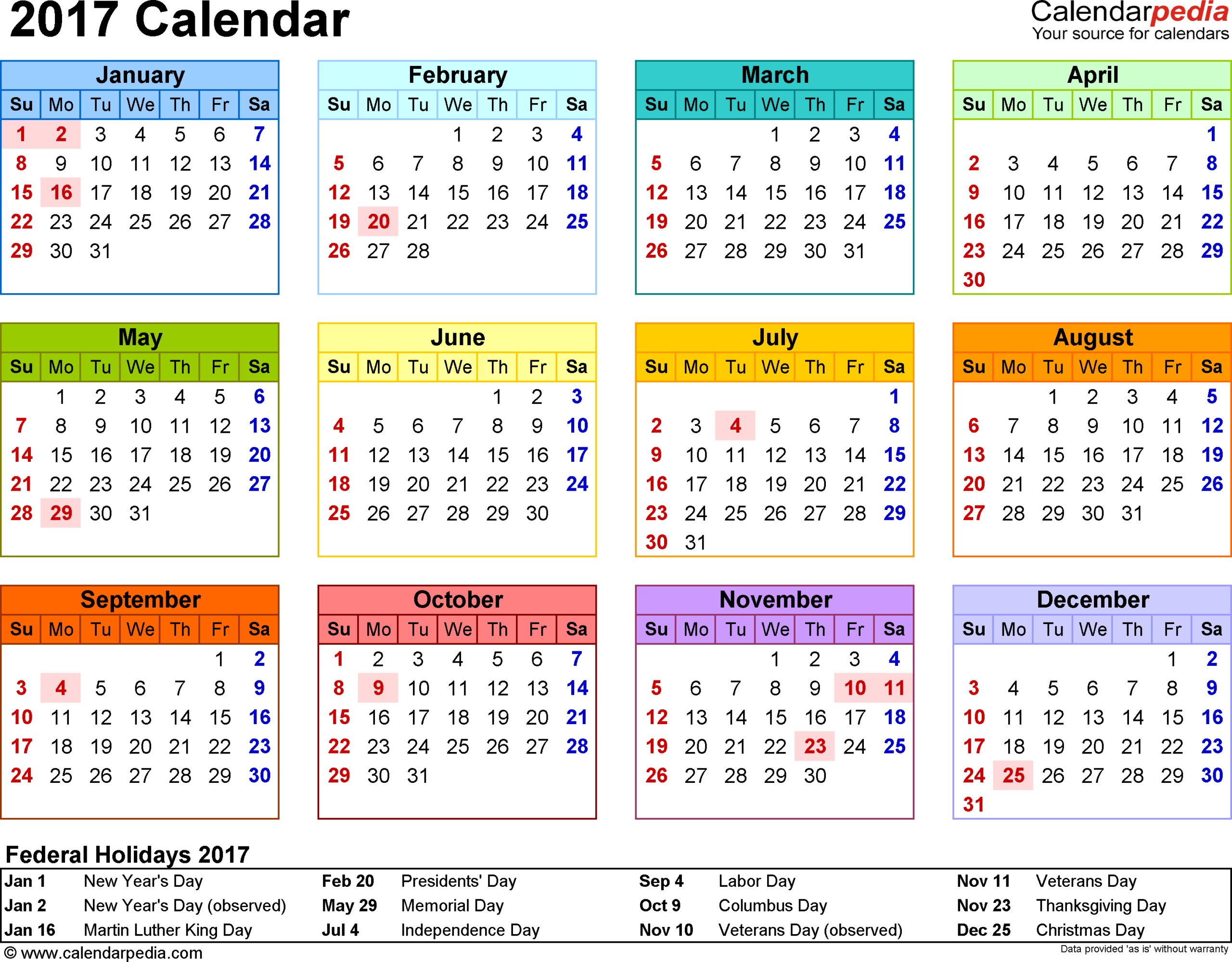2017 Calendar - 17 Free Printable Word Calendar Templates throughout Free 2017 Printable