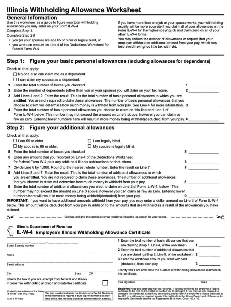 2023-2025 Form Il Il-W-4 Fill Online, Printable, Fillable, Blank with regard to Free Printable W 4 Form