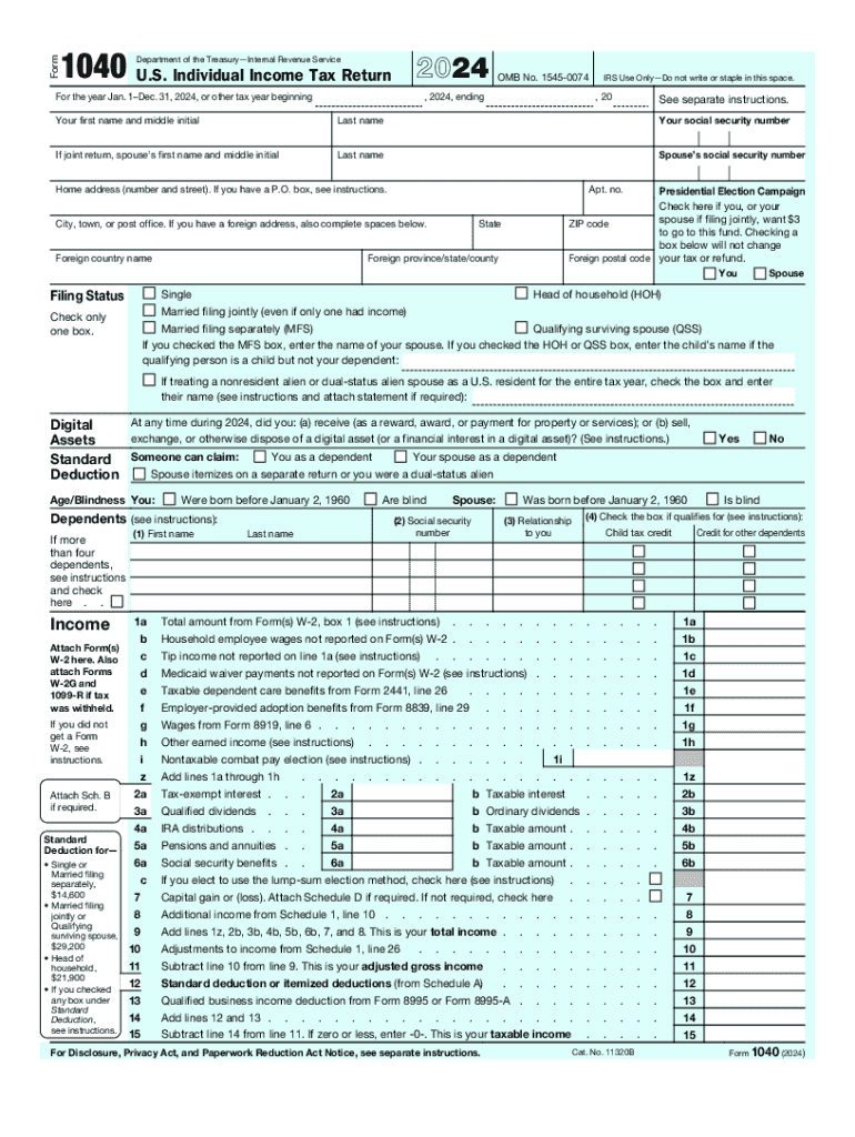 2024 Form Irs 1040 Fill Online, Printable, Fillable, Blank - Pdffiller throughout Free Printable Irs 1040 Forms