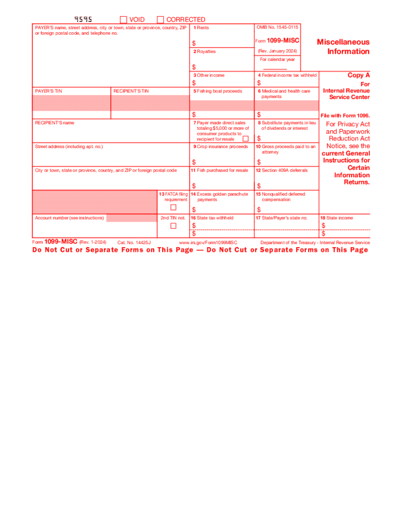 2024 Form Irs 1099-Misc Fill Online, Printable, Fillable, Blank inside 1099 Misc Printable Template Free