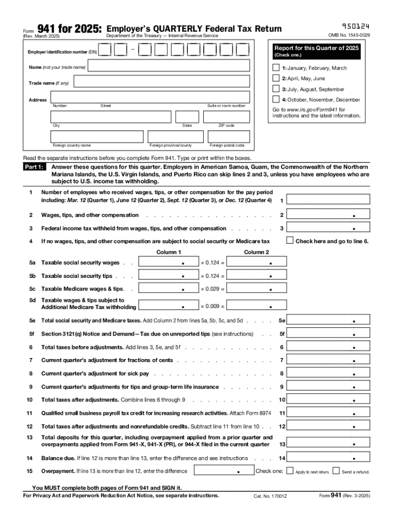 2025 Form Irs 941 Fill Online, Printable, Fillable, Blank - Pdffiller with regard to Free Printable Irs Forms