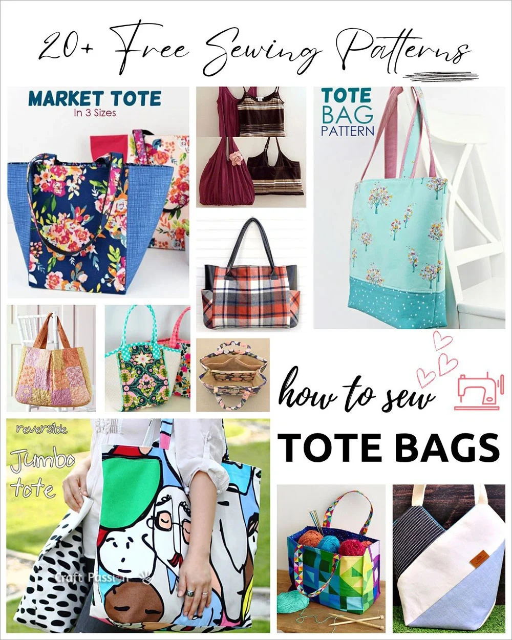 21 Free Tote Bag Patterns To Sew • Craft Passion inside Handbag Patterns Free Printable