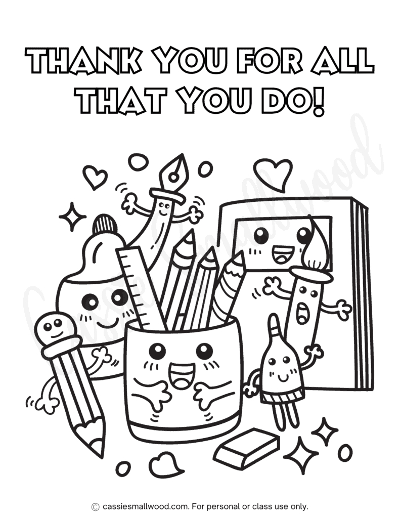 22 Cute Teacher Appreciation Coloring Pages (And Cards!) - Cassie in Free Printable Teacher Appreciation Cards To Color