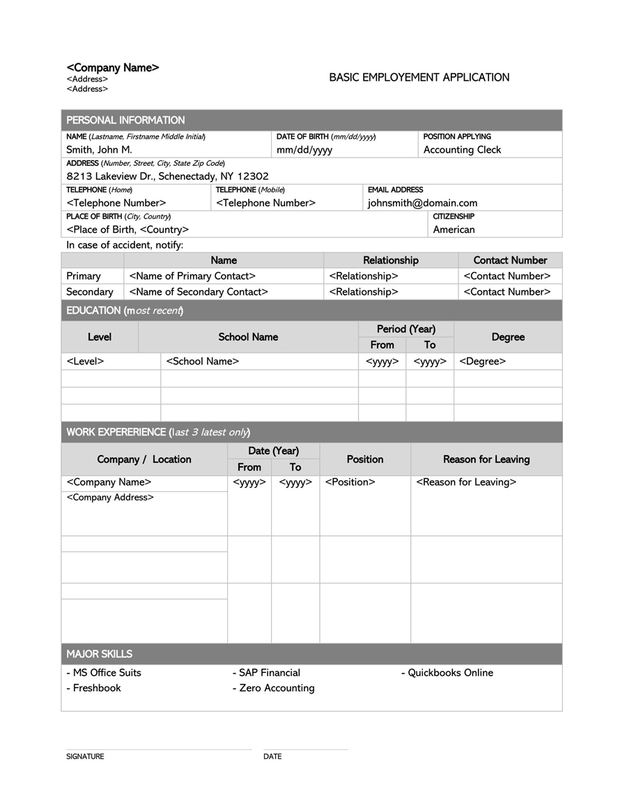22 Free Job Application Forms (Templates) - Word, Pdf for Free Online Printable Applications