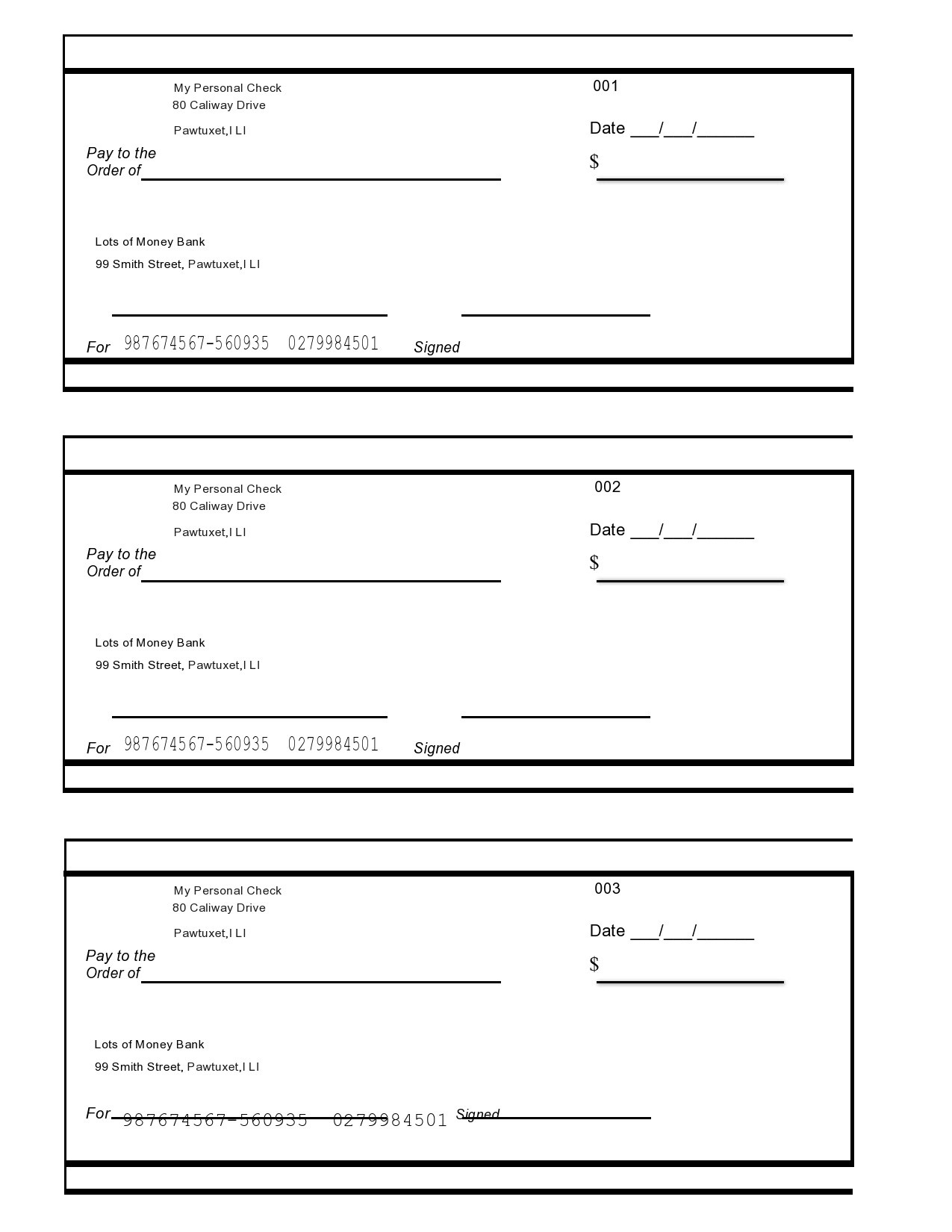 23 Blank Check Templates (Real & Fake) ᐅ Templatelab with Free Printable Play Checks