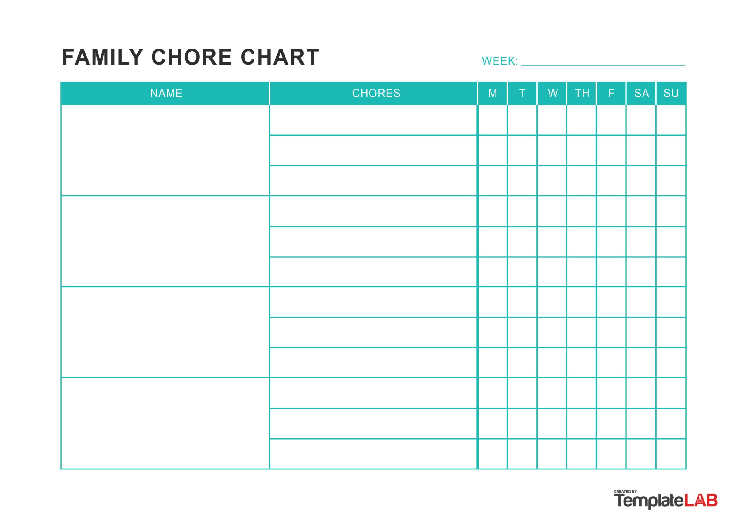 23 Free Chore Chart Templates For Kids ᐅ Templatelab - Worksheets in Free Printable Chore Chart Templates