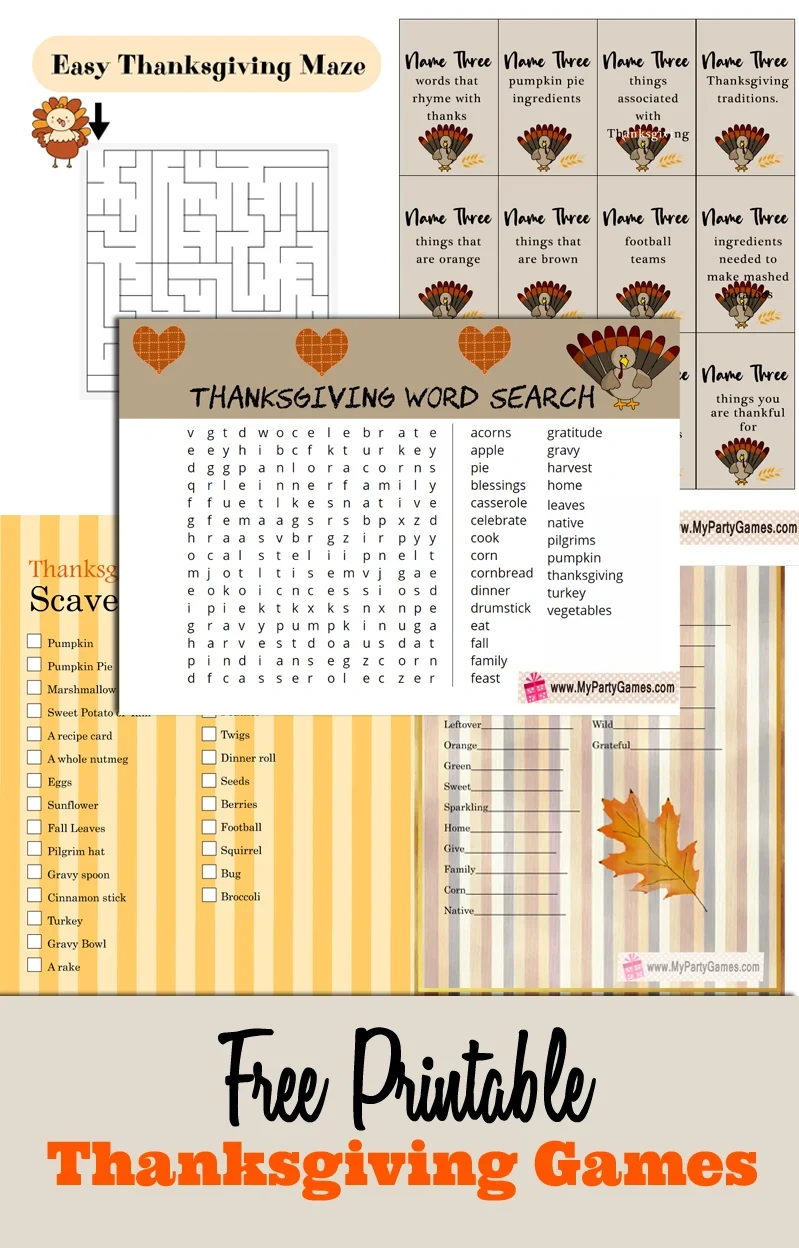 23 Free Printable Thanksgiving Games pertaining to Thanksgiving Games Printable Free