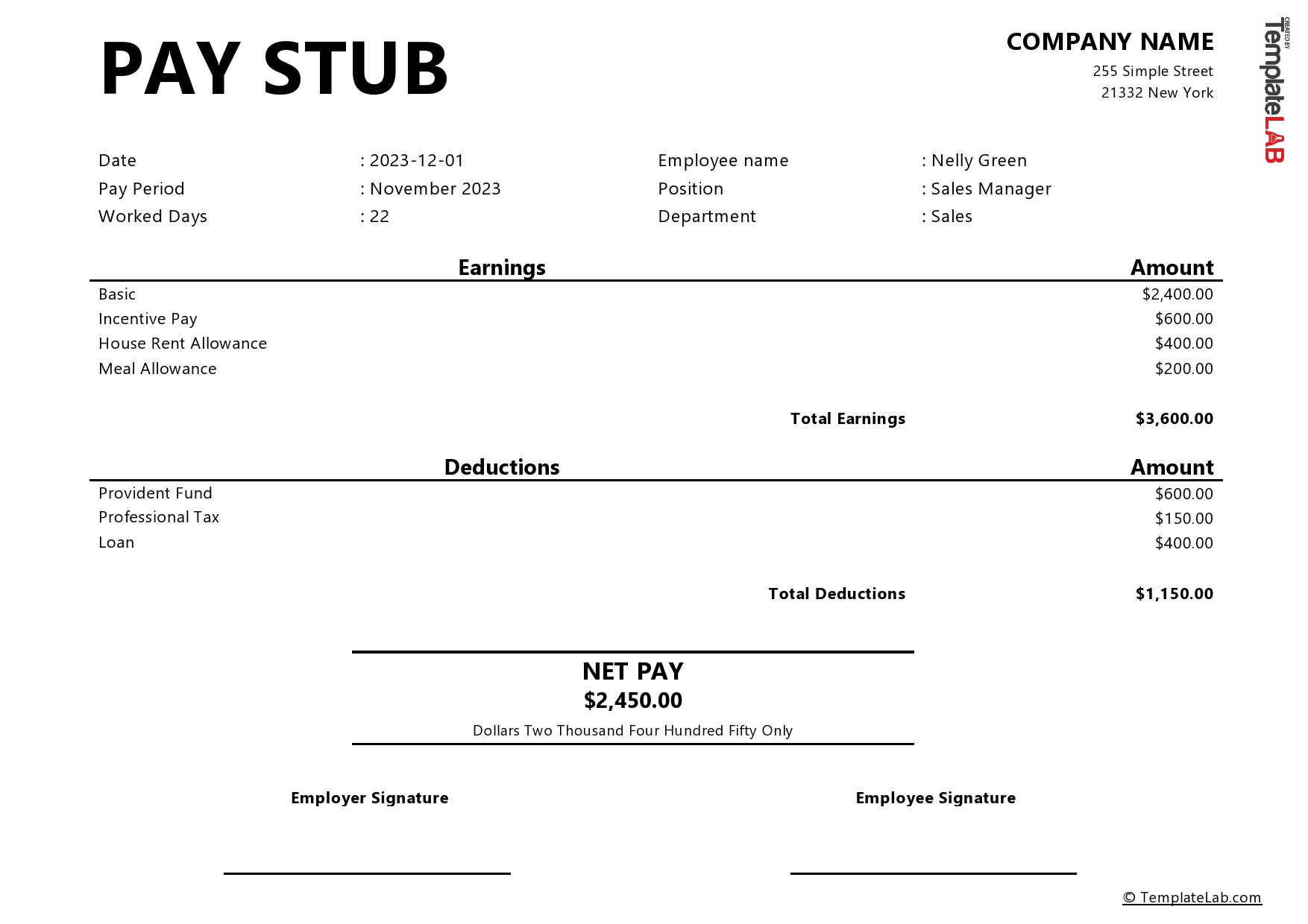 24 Free Pay Stub Templates [Word, Excel, Pdf] - Templatelab regarding Free Printable Check Stubs Download