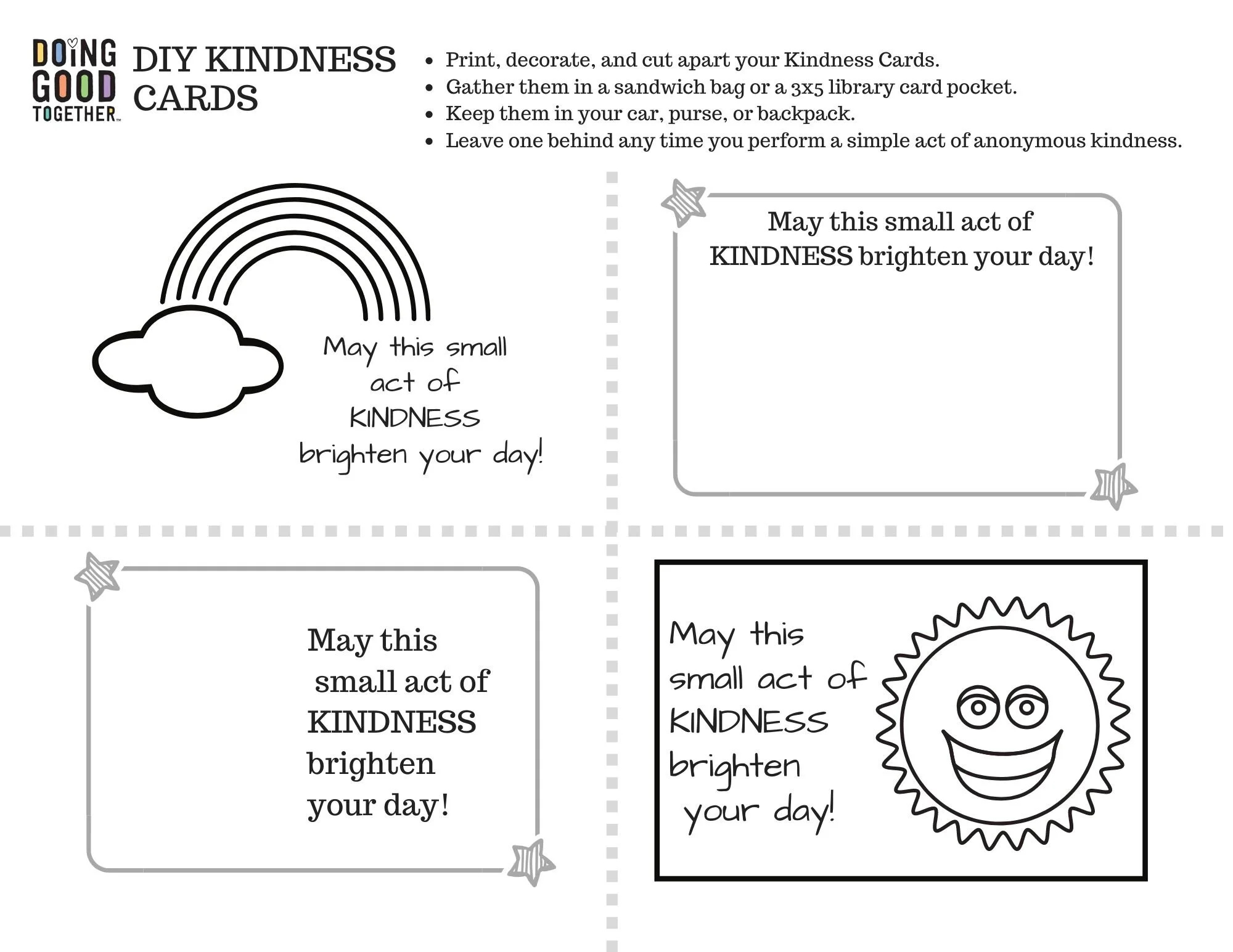 24+ Quick Acts Of Kindness For Families — Doing Good Together™ intended for Kindness Cards Printable Free