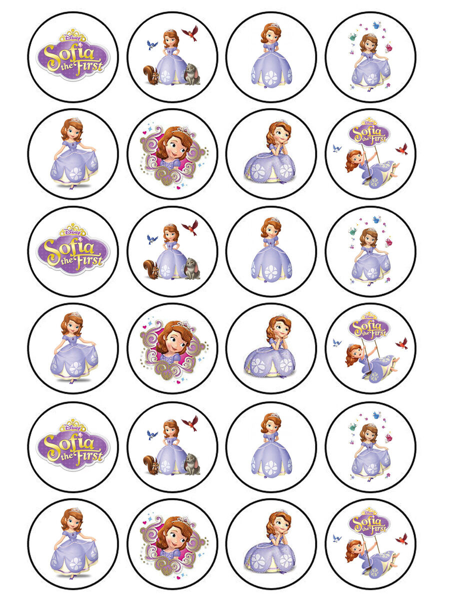 24 X Edible Personalised Sofia The First Icing Birthday Cup Cake throughout Sofia The First Cupcake Toppers Free Printable
