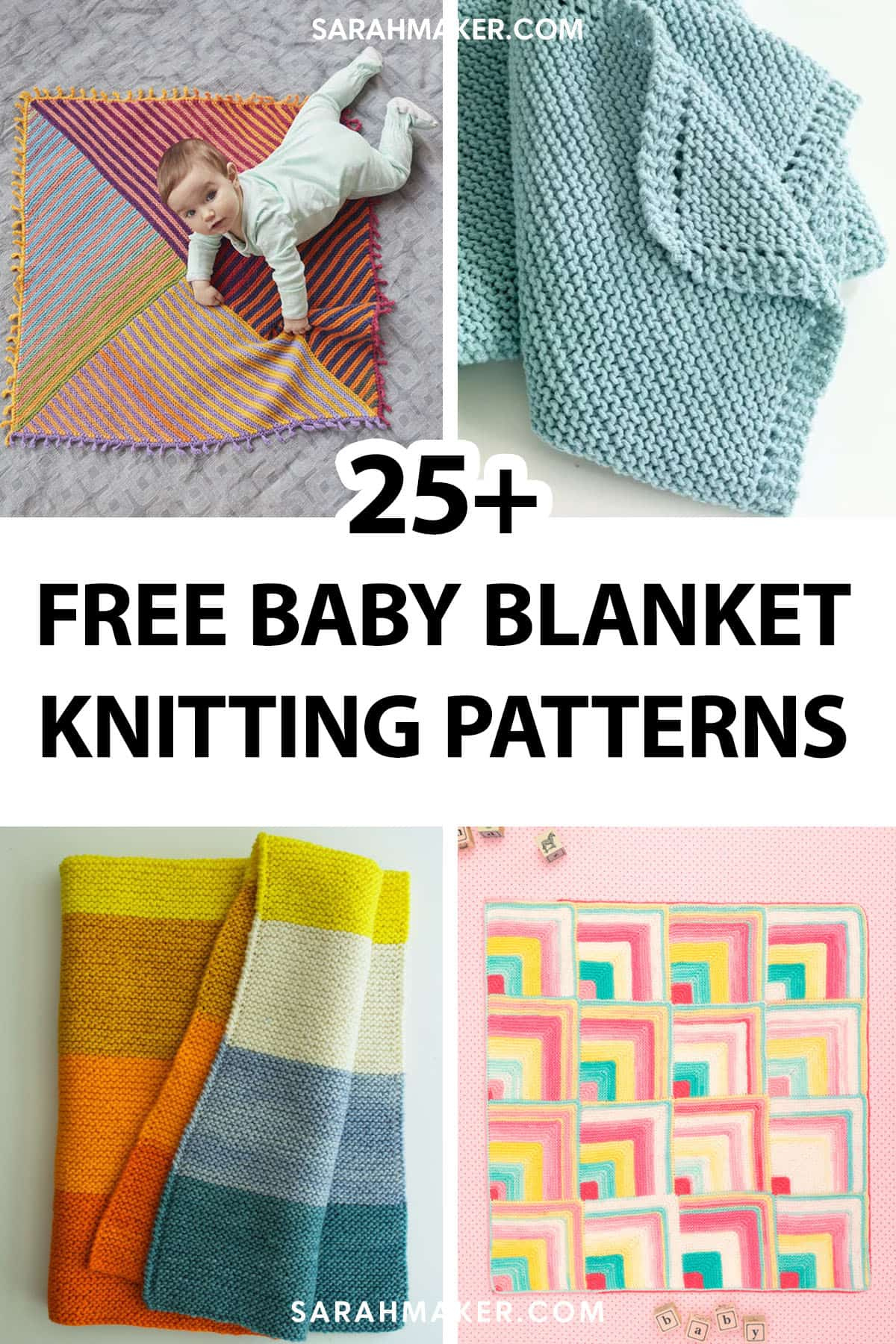 25 Free & Easy Baby Blanket Knitting Patterns - Sarah Maker within Free Printable Knitting Patterns For Baby Blankets