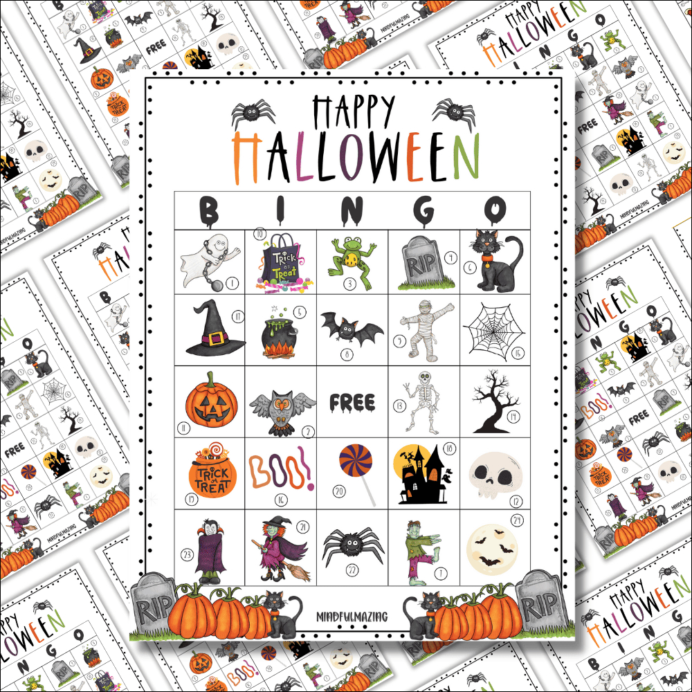 25 Free Printable Halloween Bingo Cards For Kids • Mindfulmazing within Free Printable Halloween Bingo Cards