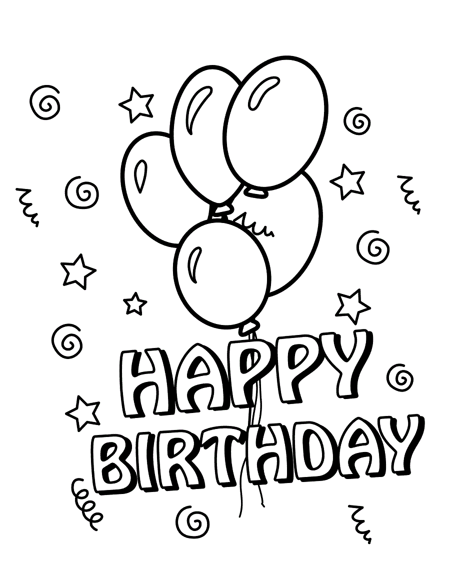 25 Free Printable Happy Birthday Coloring Pages throughout Free Printable Birthday Cards To Color