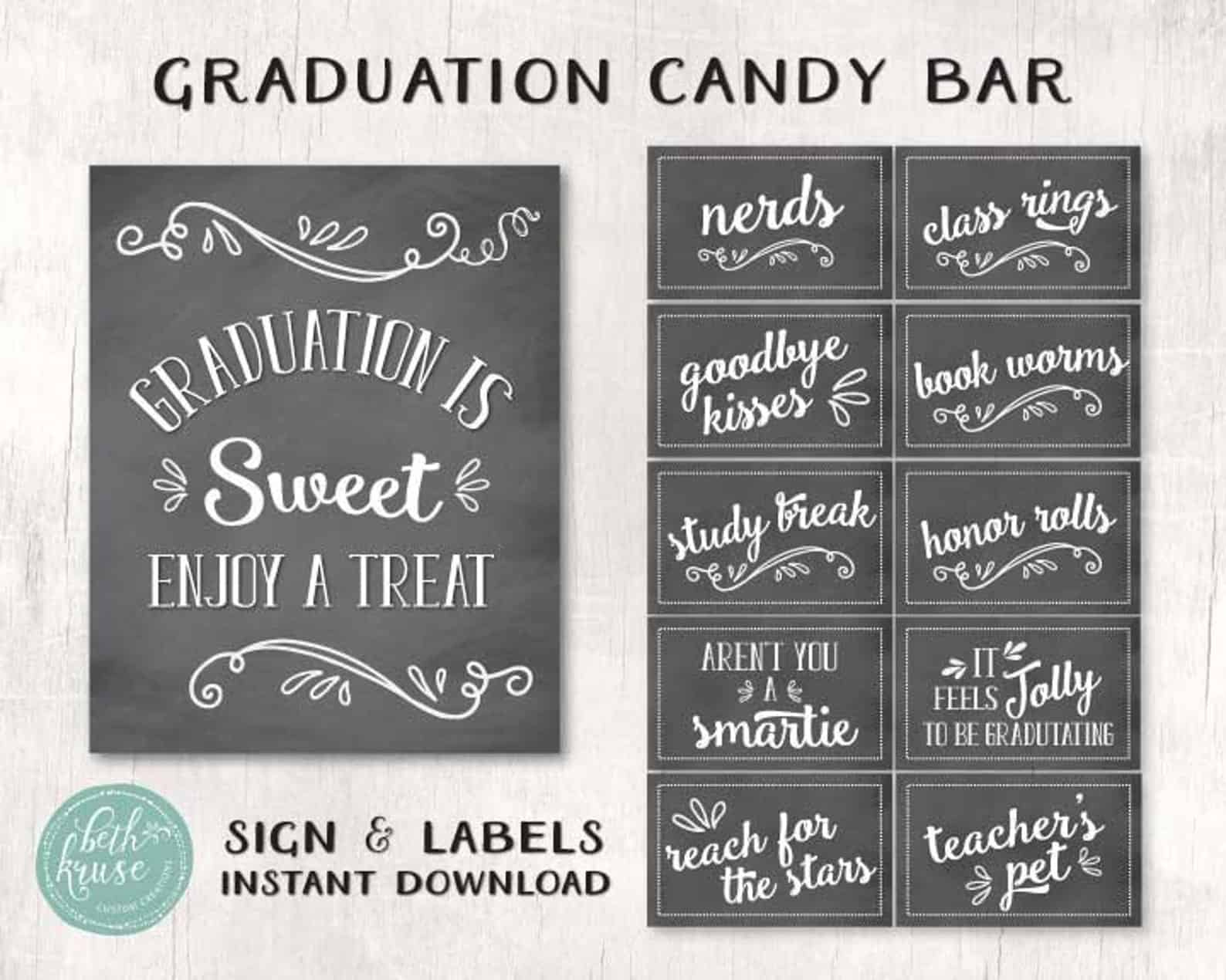 25 Graduation Candy Table Ideas - Hairs Out Of Place intended for Free Printable Candy Table Labels