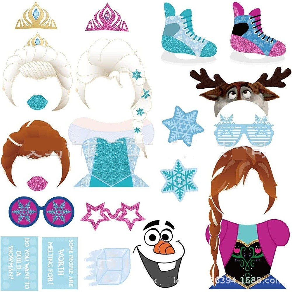 25 Pcs Photo Booth Props Frozen Queen Elsa Princess Anna Kids within Free Printable Frozen Photo Booth Props