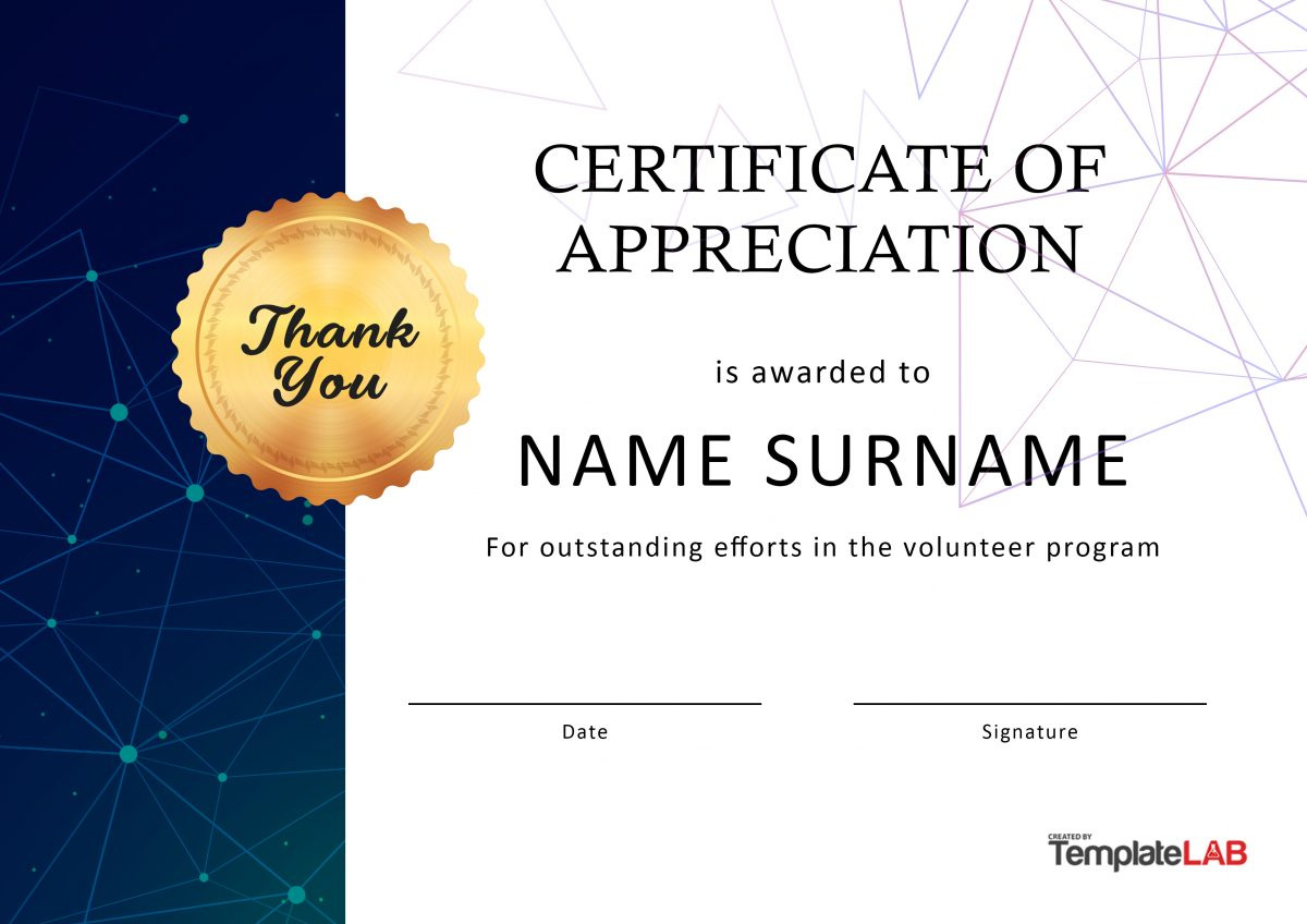 26 Free Certificate Of Appreciation Templates And Letters regarding Free Printable Certificate Of Appreciation