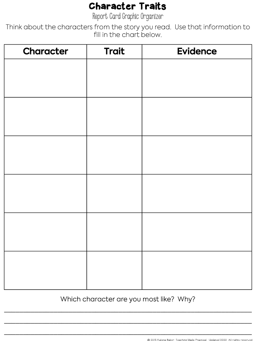 3 Character Traits Graphic Organizers - Teaching Made Practical inside Free Printable Character Traits Graphic Organizer