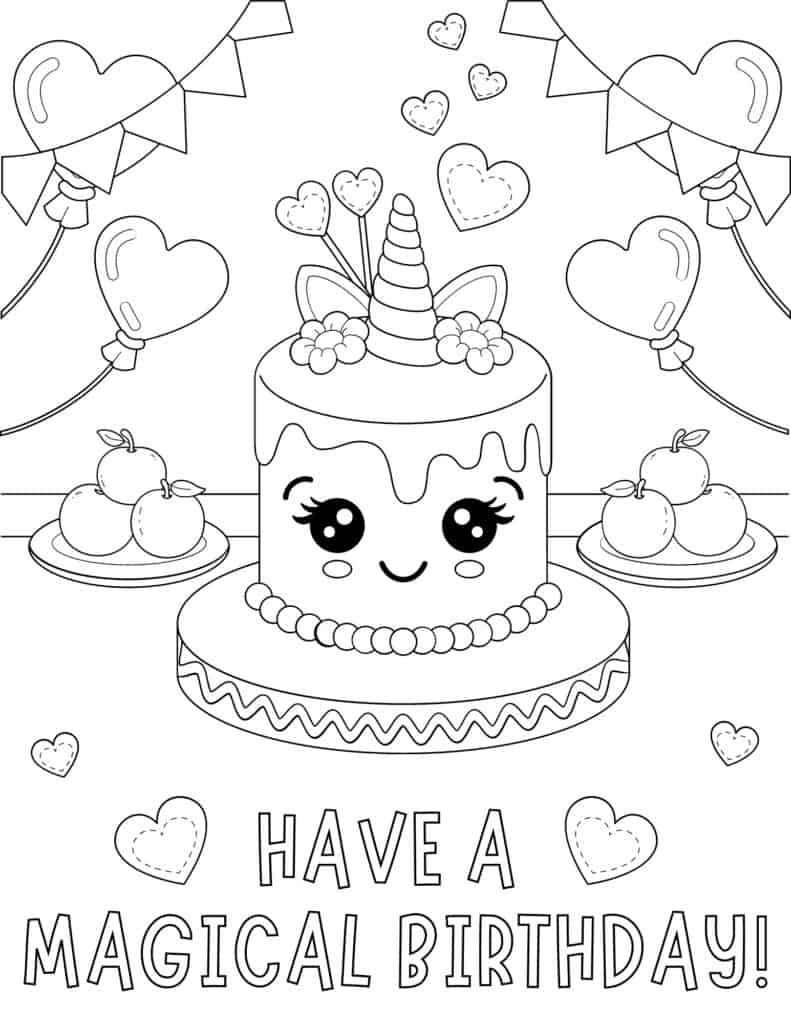 30 Free Printable Happy Birthday Coloring Pages For Kids - Prudent with Free Printable Birthday Cards To Color