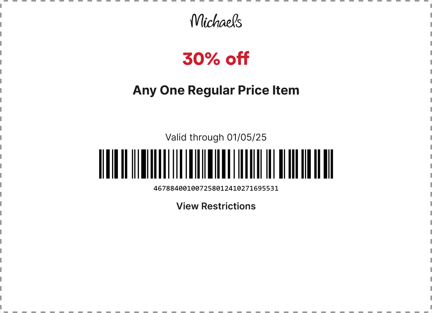 30% Off A Single Item At Michaels, Or Online Via Promo Code throughout Free Printable Michaels Coupons