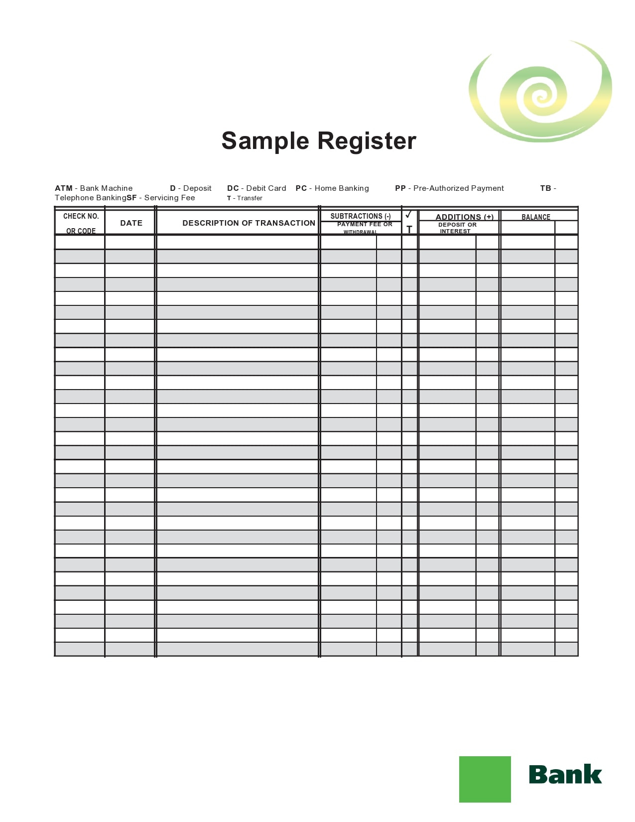 30 Printable Check Register Templates (Excel) - Templatearchive regarding Free Printable Blank Check Register Template