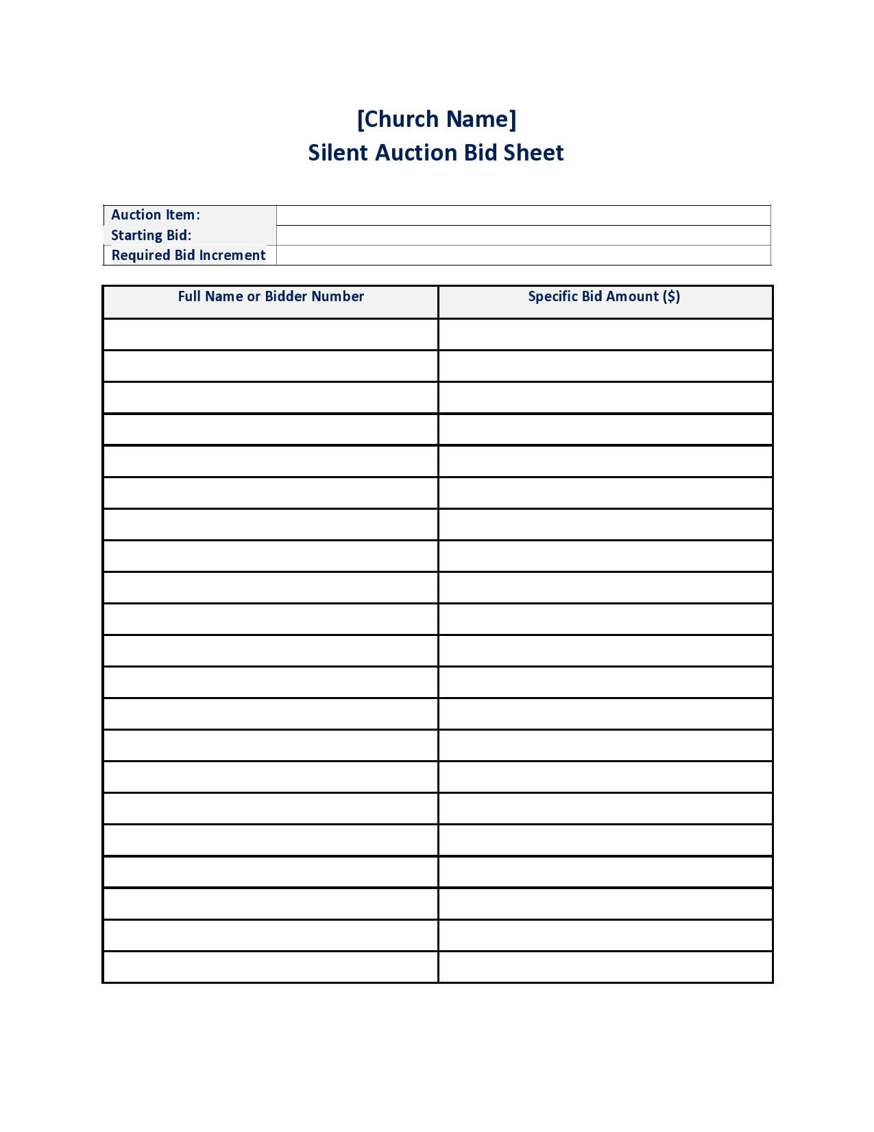 30 Silent Auction Bid Sheet Templates [Free] - Templatearchive within Free Printable Silent Auction Templates