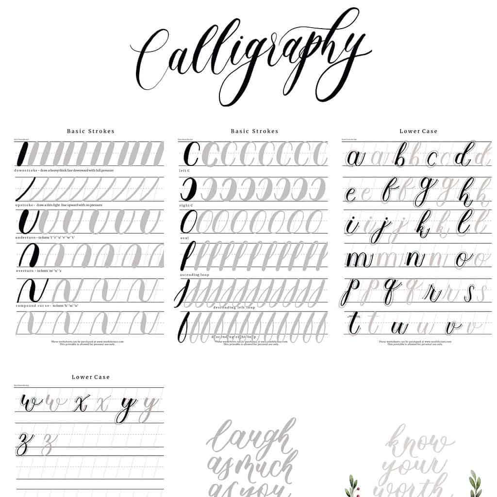 31+ Free Printable Lettering And Calligraphy Worksheets | Masha regarding Free Calligraphy Printables