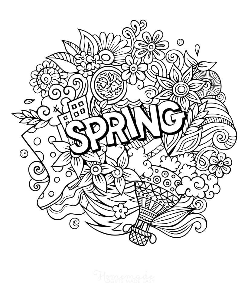 31 Printable Spring Coloring Pages For Adults & Kids - Happier Human in Free Printable Spring Coloring Pages For Adults