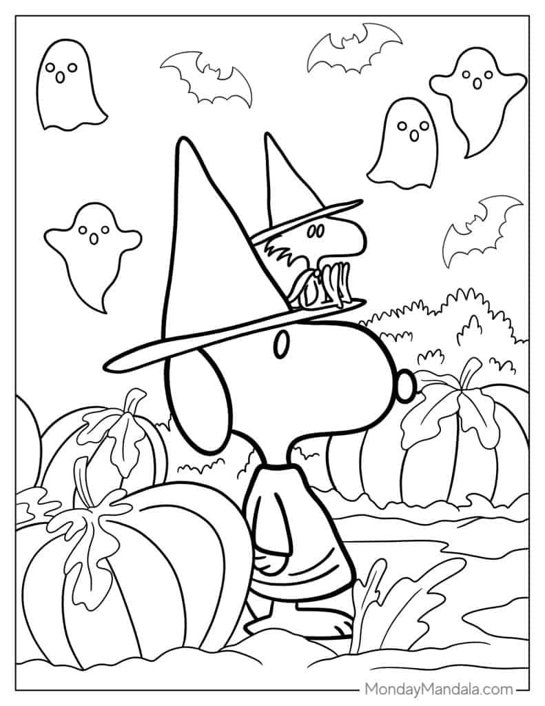32 Peanuts & Snoopy Coloring Pages (Free Pdf Printables) within Free Printable Charlie Brown Halloween Coloring Pages