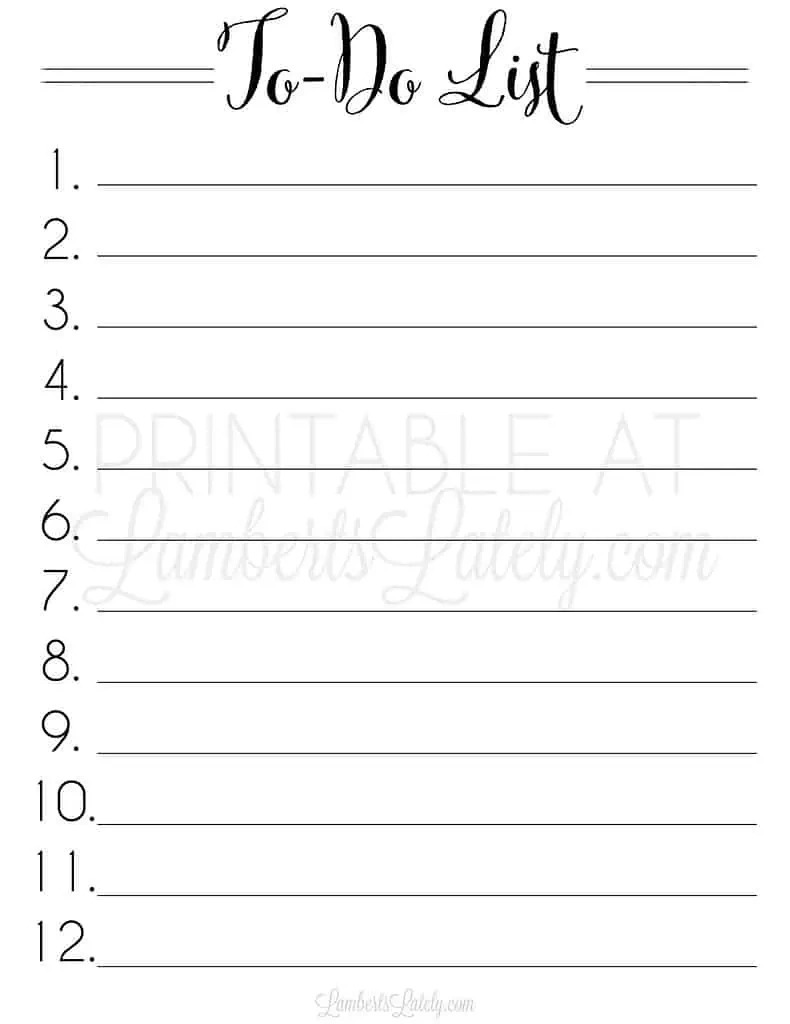 33 Free Printable To Do List Templates | Lamberts Lately within Free Printable Numbered List