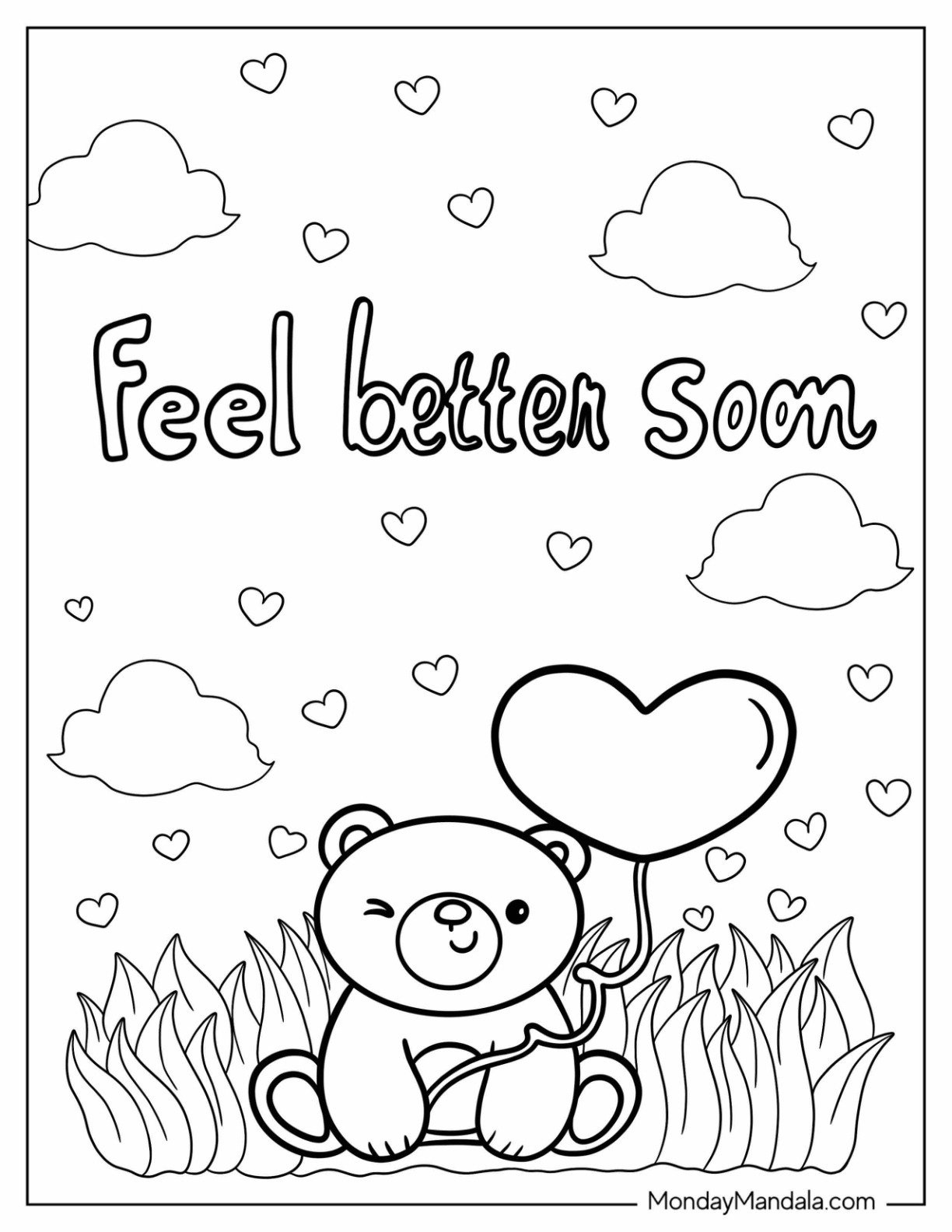 34 Get Well Soon Coloring Pages (Free Pdf Printables) with regard to Free Printable Get Well Card For Child To Color