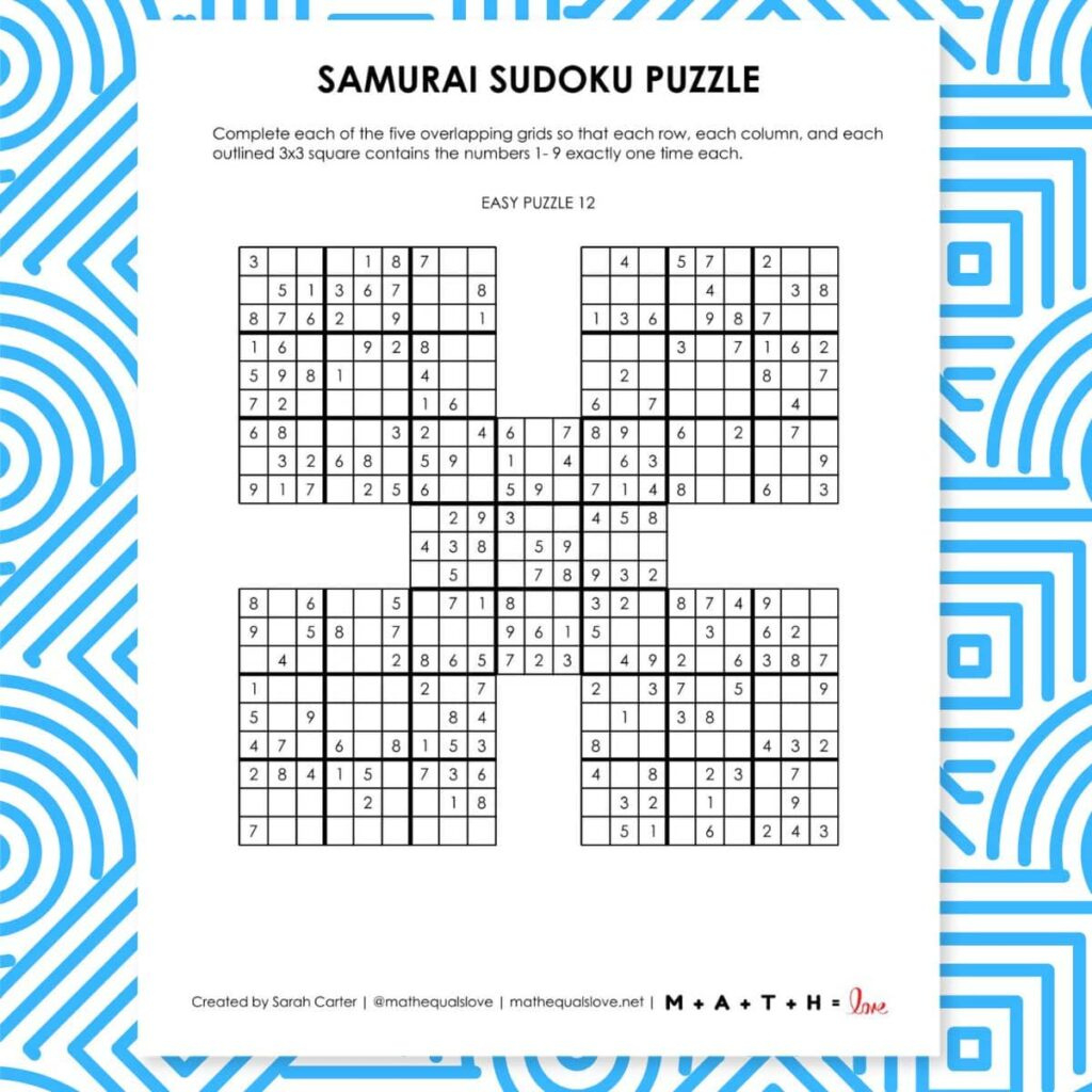 36 Free Samurai Sudoku Printable Puzzles (Pdf) with regard to Free Printable Samurai Sudoku