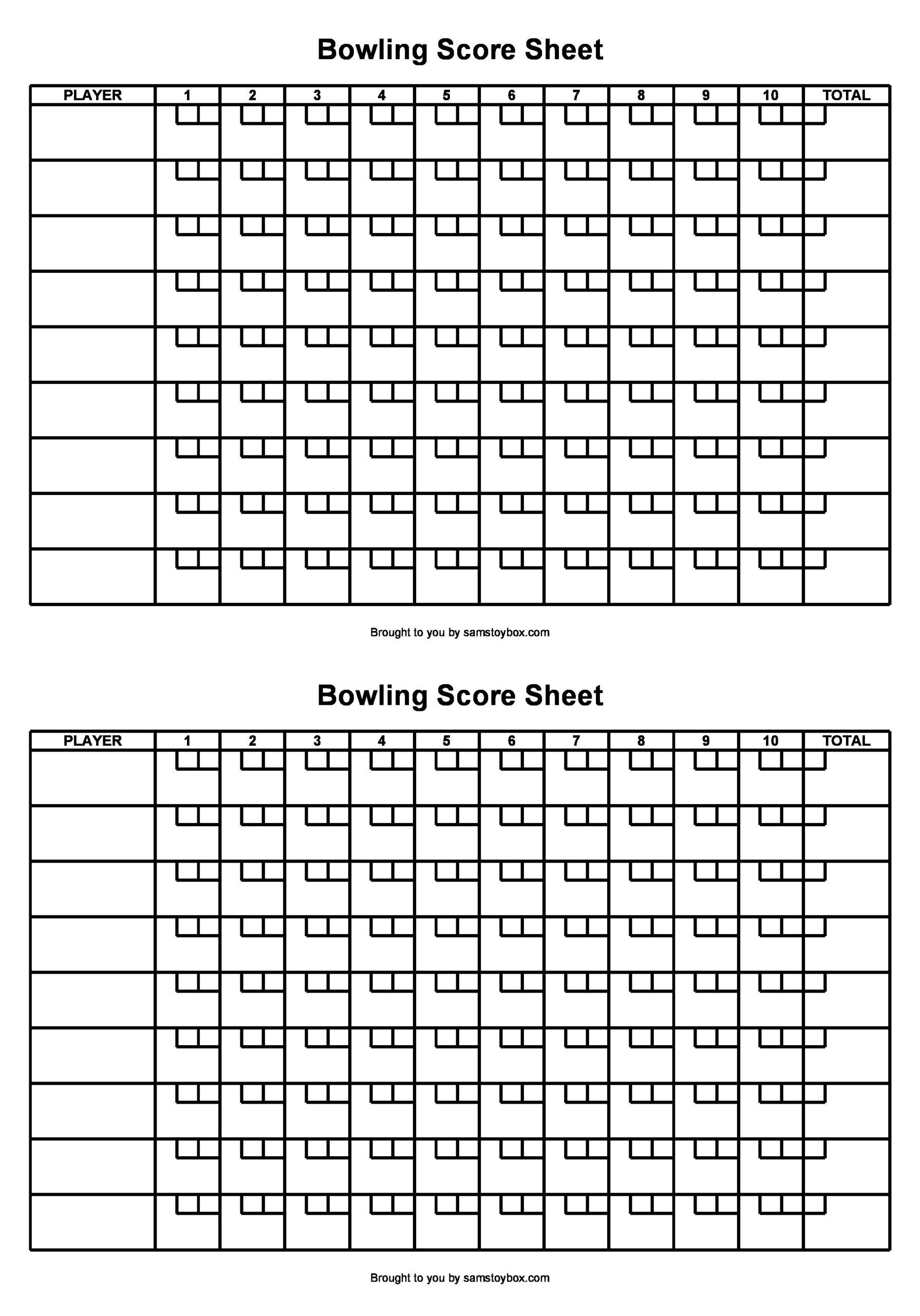 36 Printable Bowling Score Sheet Templates [&amp;amp; Examples] inside Free Printable Bowling Score Sheets