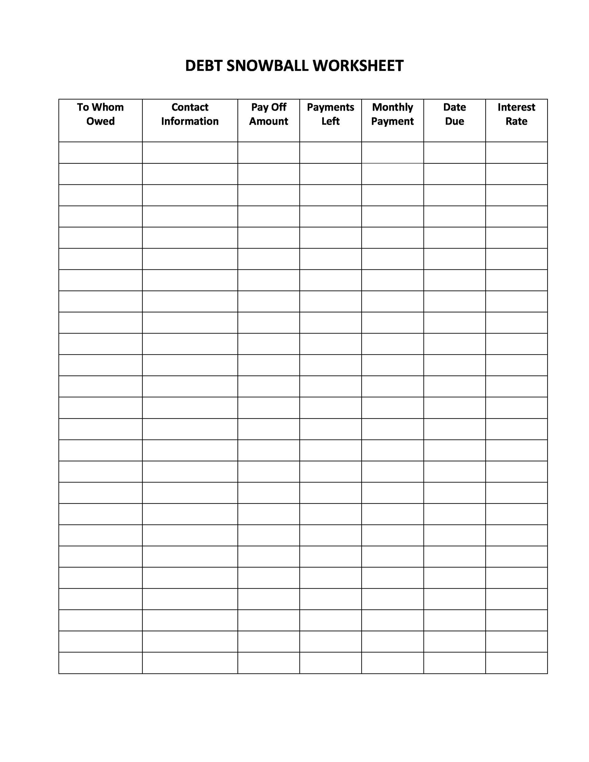 38 Debt Snowball Spreadsheets, Forms &amp; Calculators ❄❄❄ within Debt Snowball Worksheet Free Printable