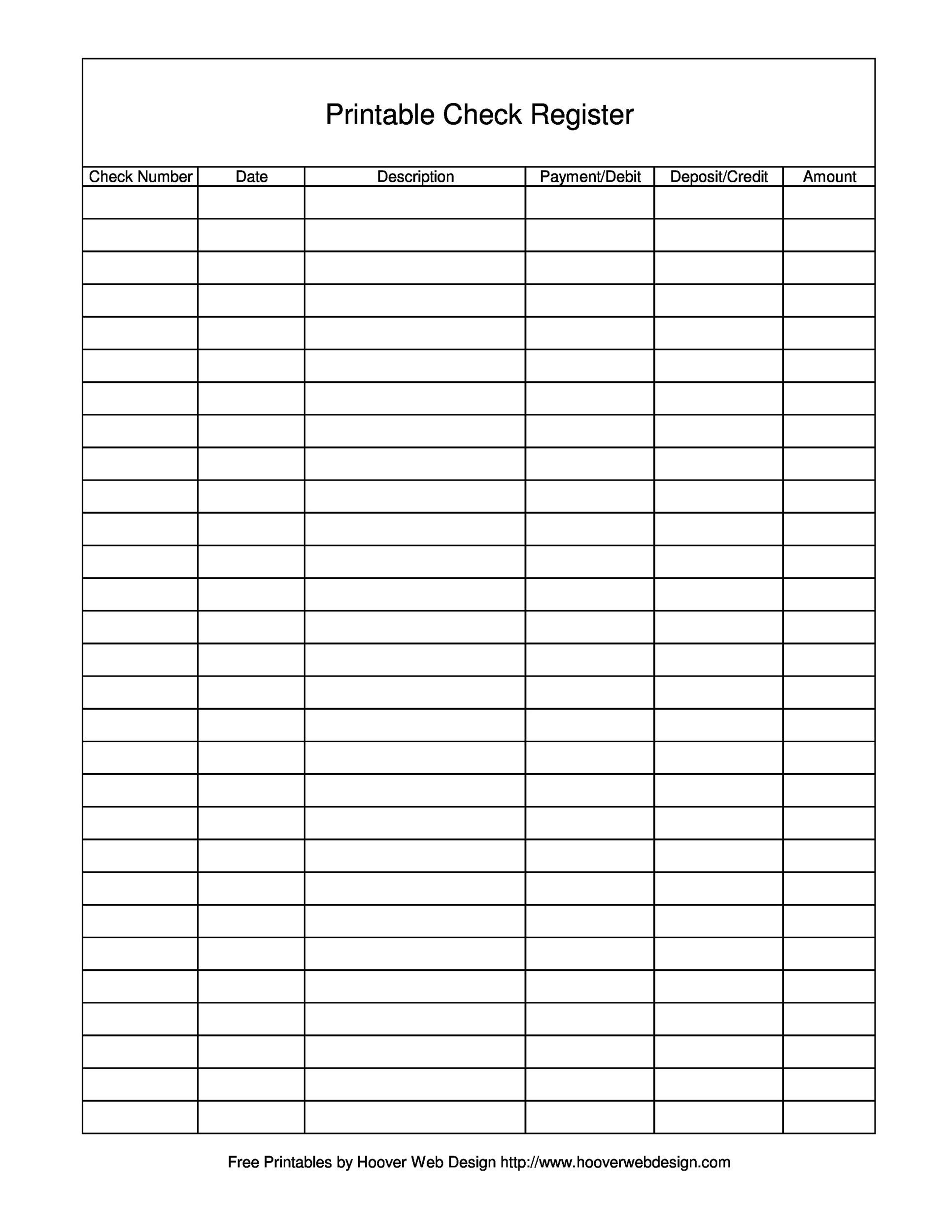 39 Checkbook Register Templates [100% Free, Printable] ᐅ inside Free Printable Blank Check Register Template