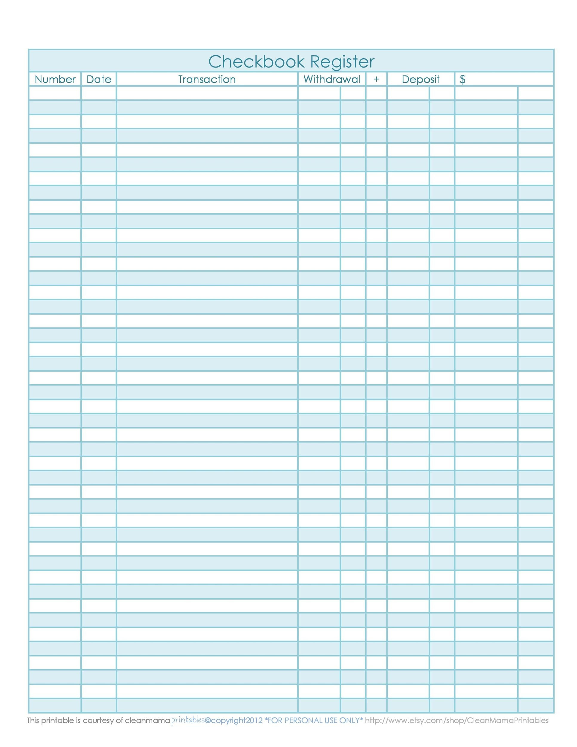 39 Checkbook Register Templates [100% Free, Printable] ᐅ throughout Free Printable Check Register