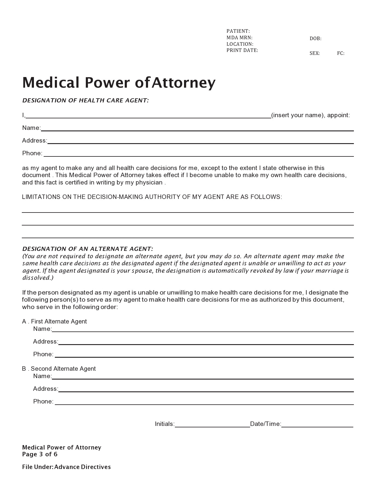 39 Free Medical Power Of Attorney Forms [All States] throughout Free Blank Printable Medical Power Of Attorney Forms