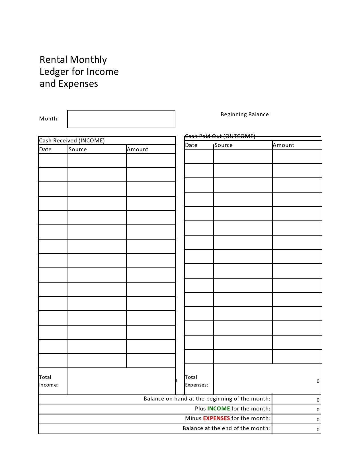 39 Printable Rental Ledger Templates (Lease Ledger) throughout Free Printable Rent Ledger