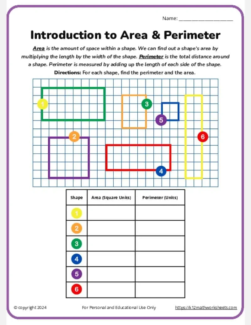 3Rd Grade Area And Perimeter Worksheets - K12 Math Worksheets within Free Printable Perimeter Worksheets 3Rd Grade