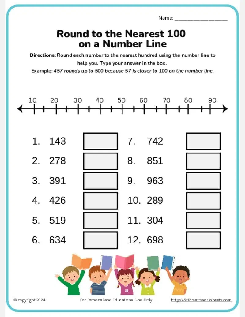 3Rd Grade Rounding Numbers Worksheets - K12 Math Worksheets regarding Free Printable Worksheets For 3Rd Grade