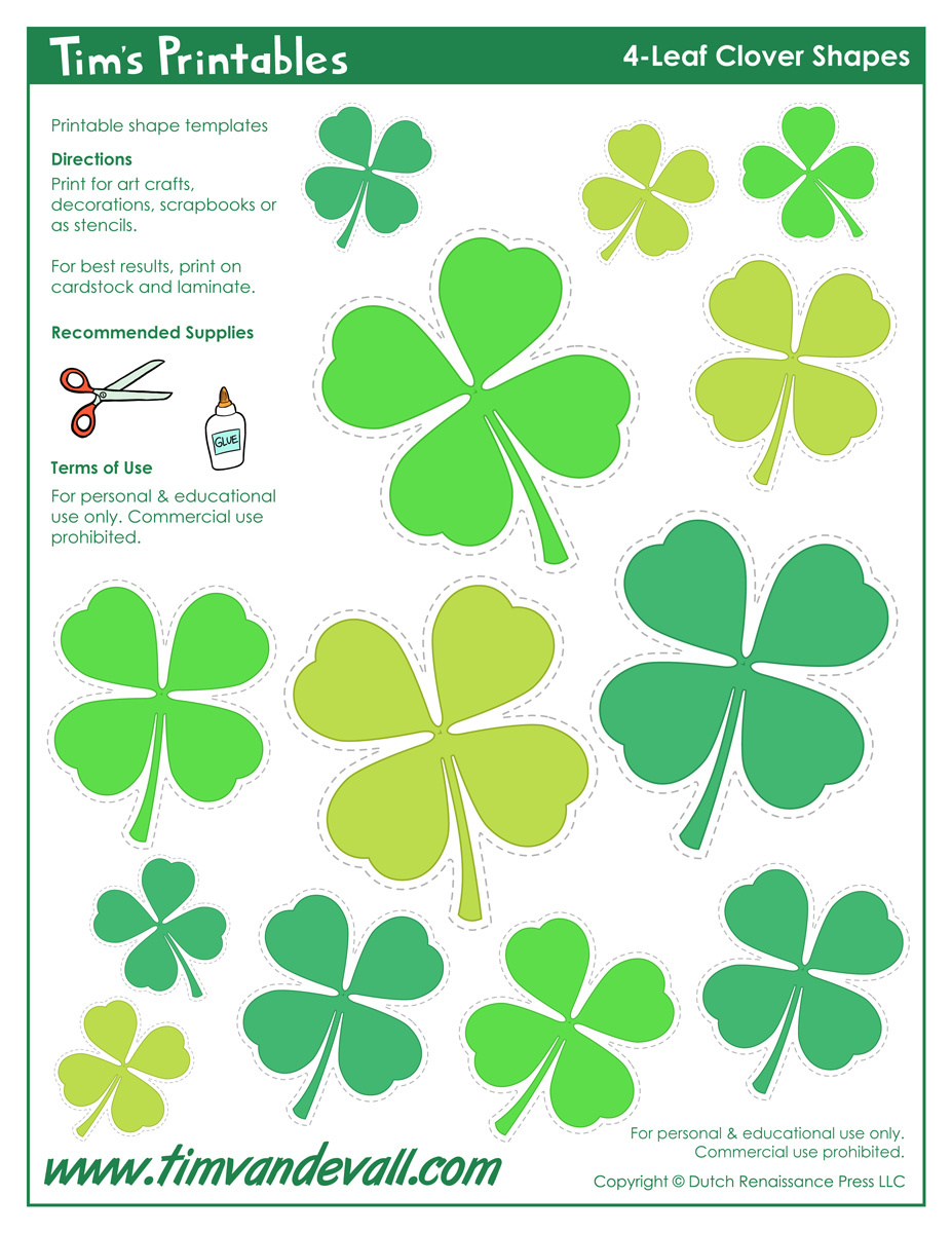 4-Leaf Clover Templates intended for Four Leaf Clover Template Printable Free