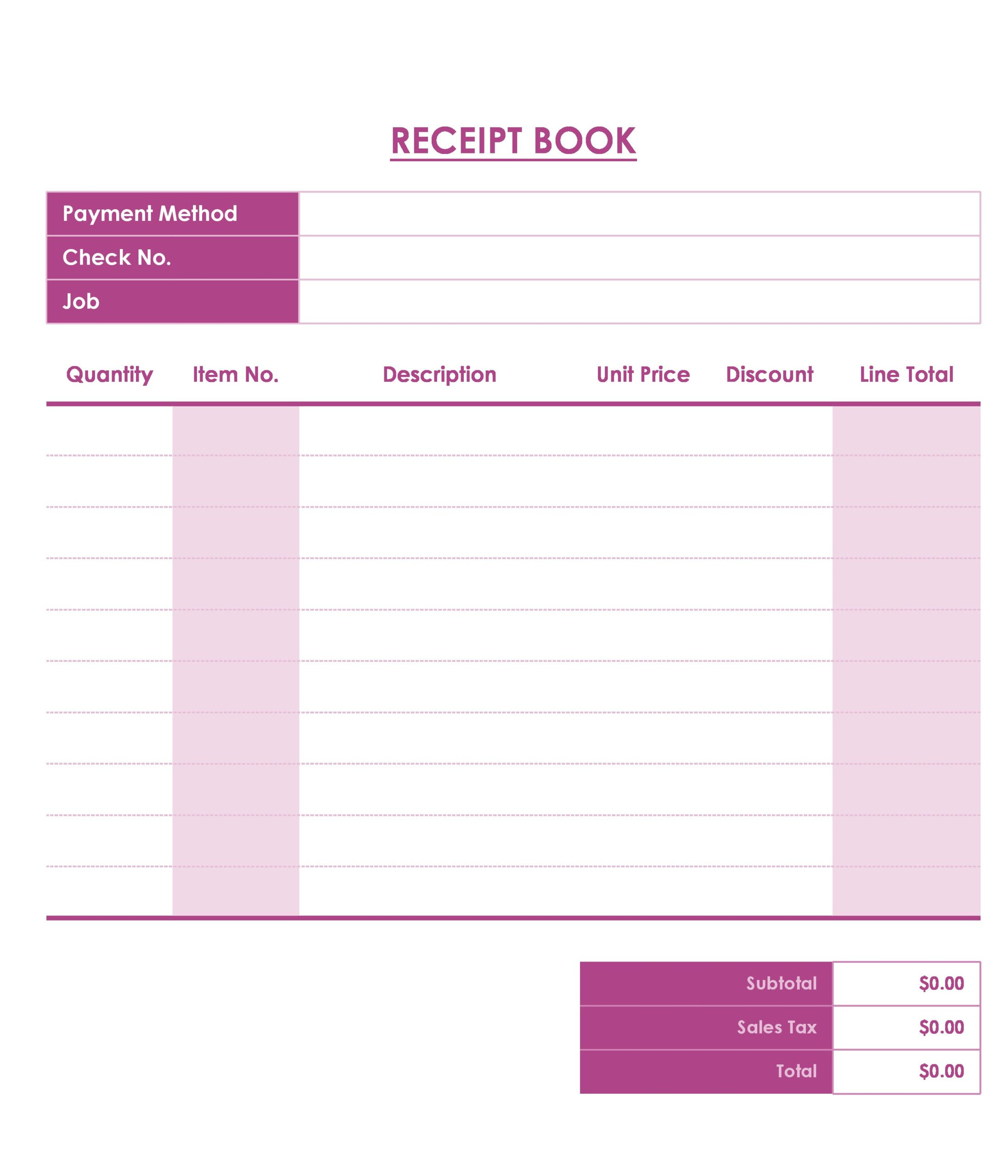 40 Free Receipt Book Templates [Word, Excel, Pdf] intended for Free Cash Book Template Printable