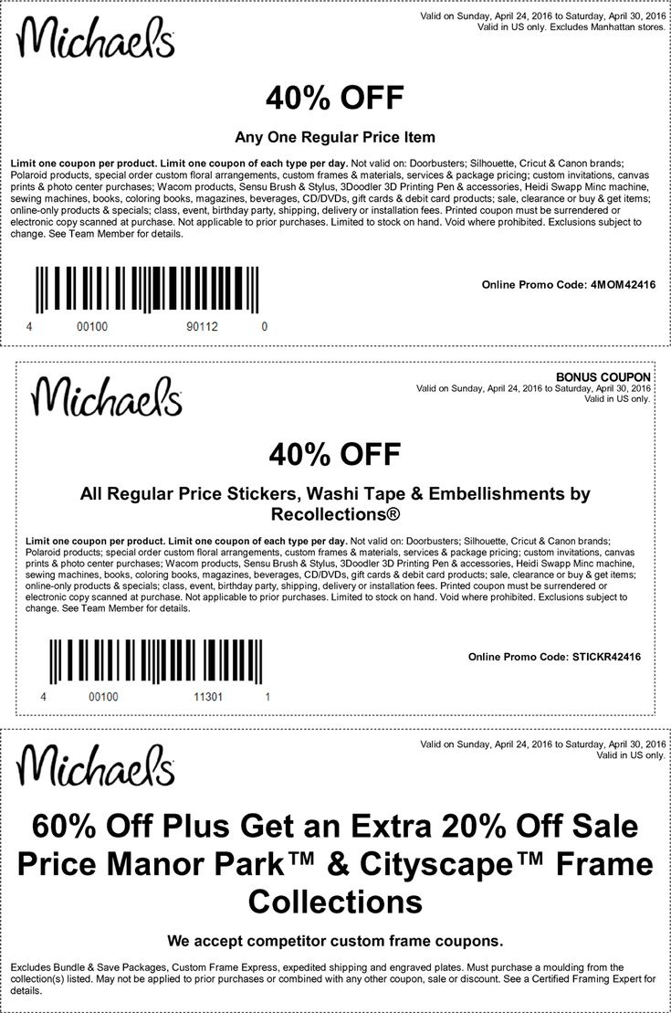 40% Off A Single Item At Michaels, Or Online Via Promo Code for Free Printable Michaels Coupons