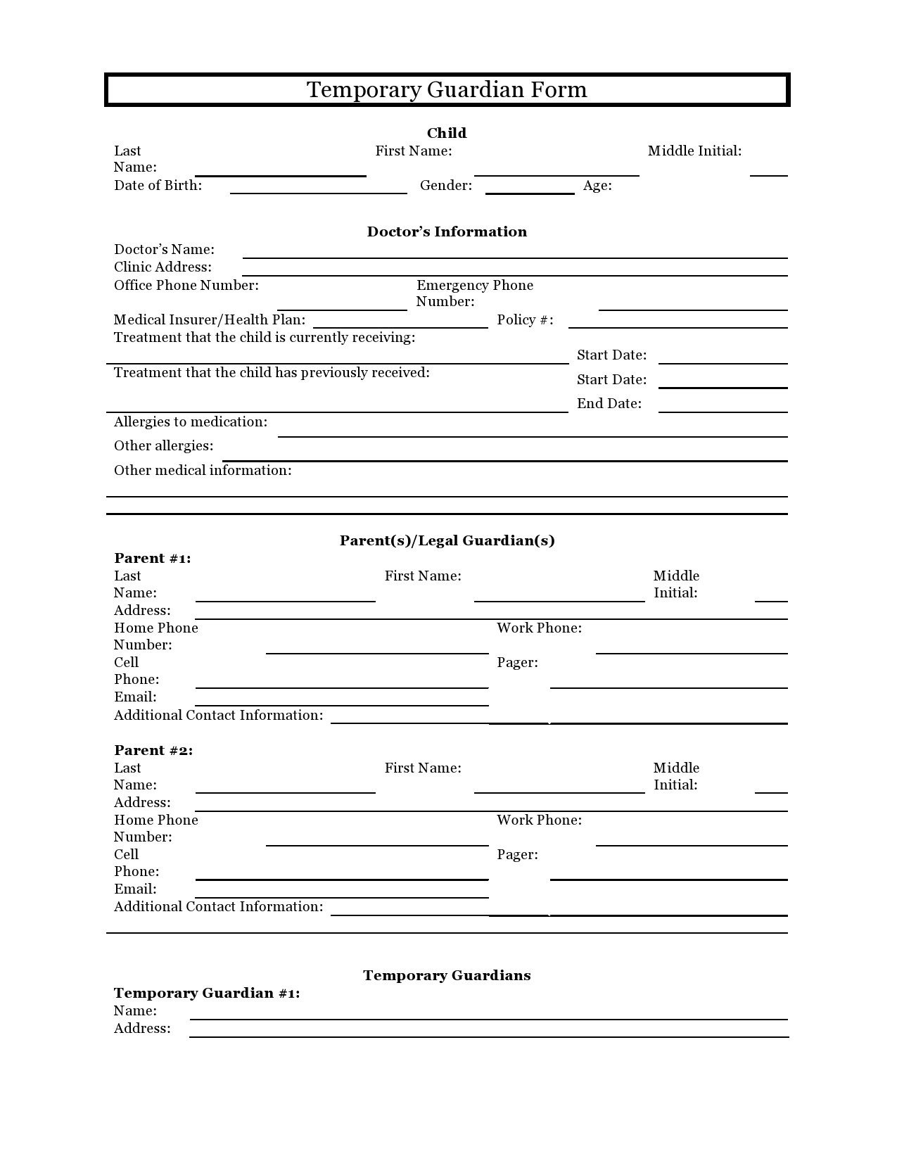 40 Printable Temporary Guardianship Forms [All States] with regard to Free Printable Legal Guardianship Forms