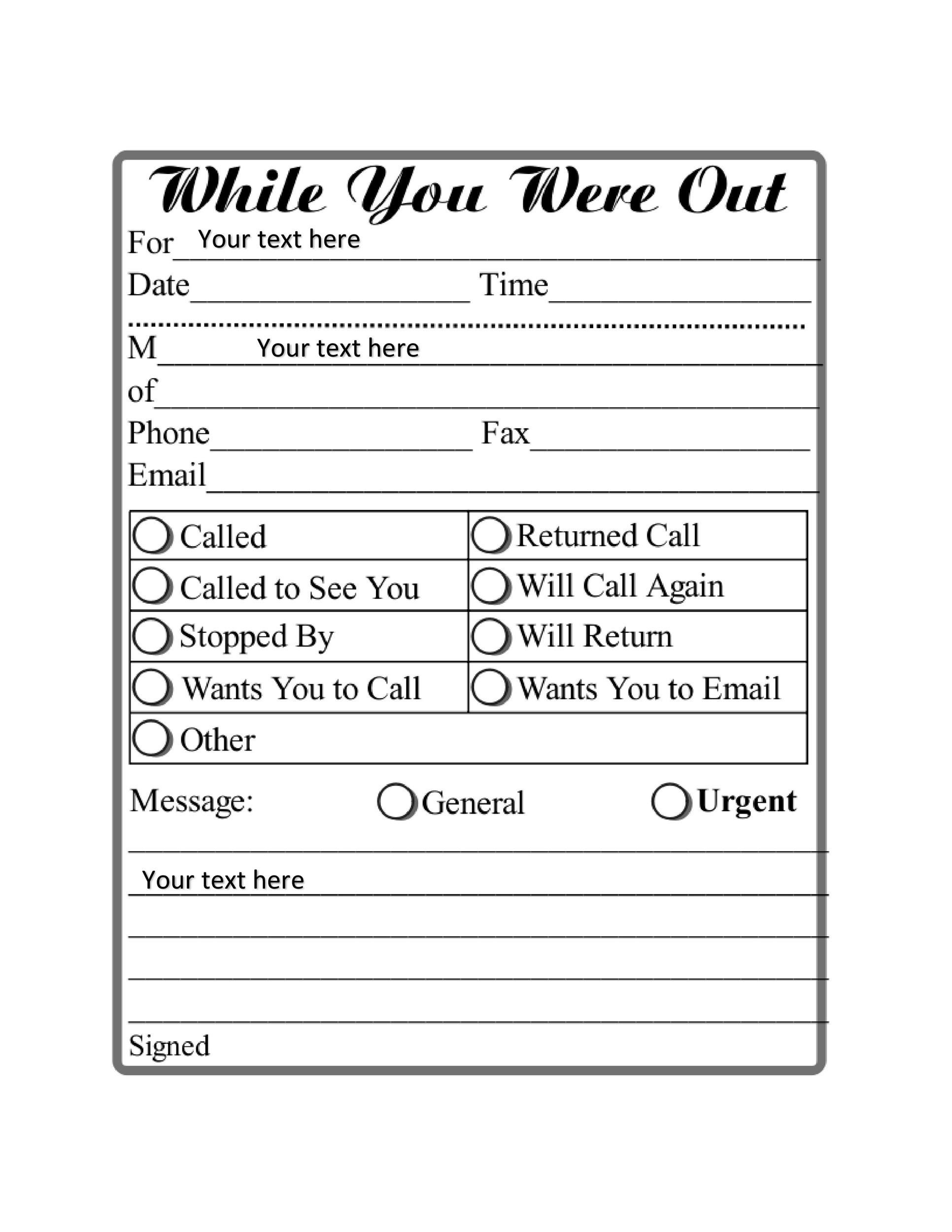 40 Voicemail Greetings &amp;amp; Phone Message Templates [Business, Funny pertaining to Free Printable Phone Message Template