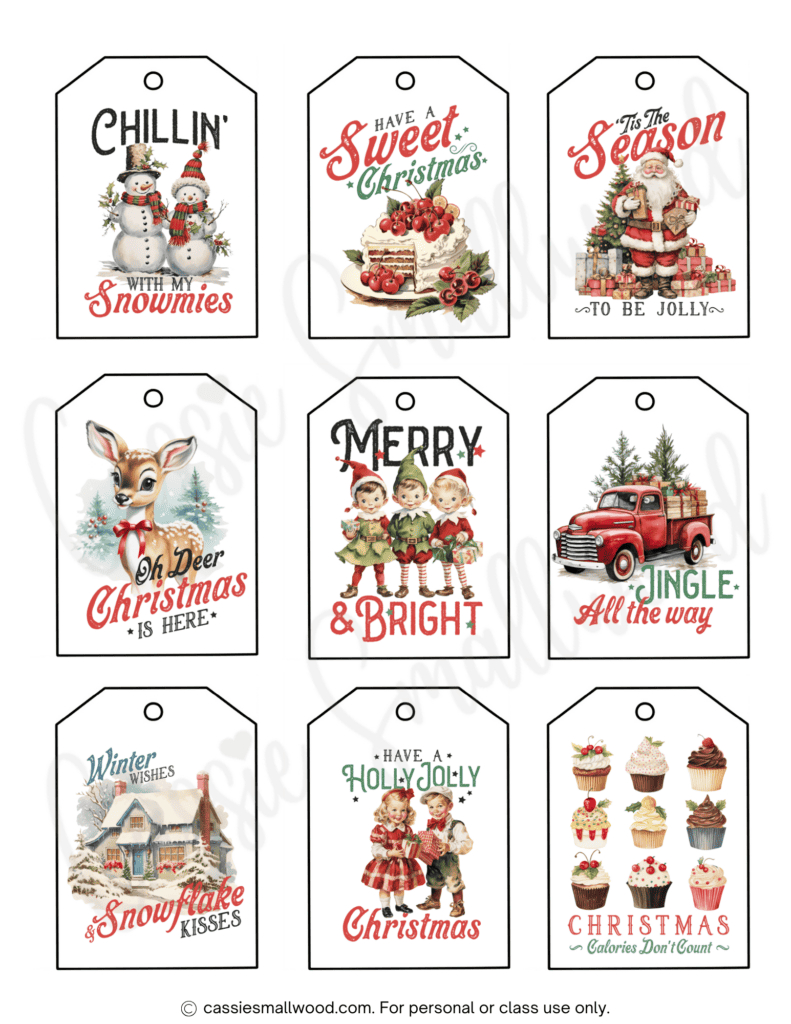400+ Cutest Printable Christmas Tags (Free Pdf) - Cassie Smallwood with Christmas Name Tags Free Printable
