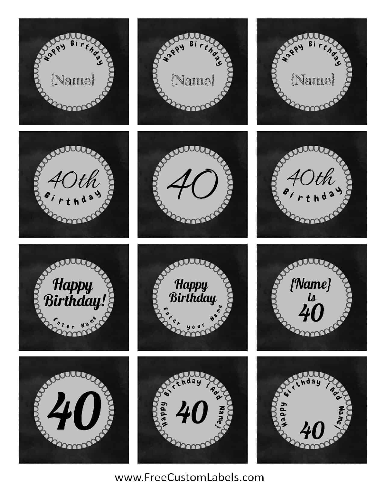 40Th Birthday Cupcake Toppers - Free &amp;amp; Customizable within 40Th Birthday Free Printables