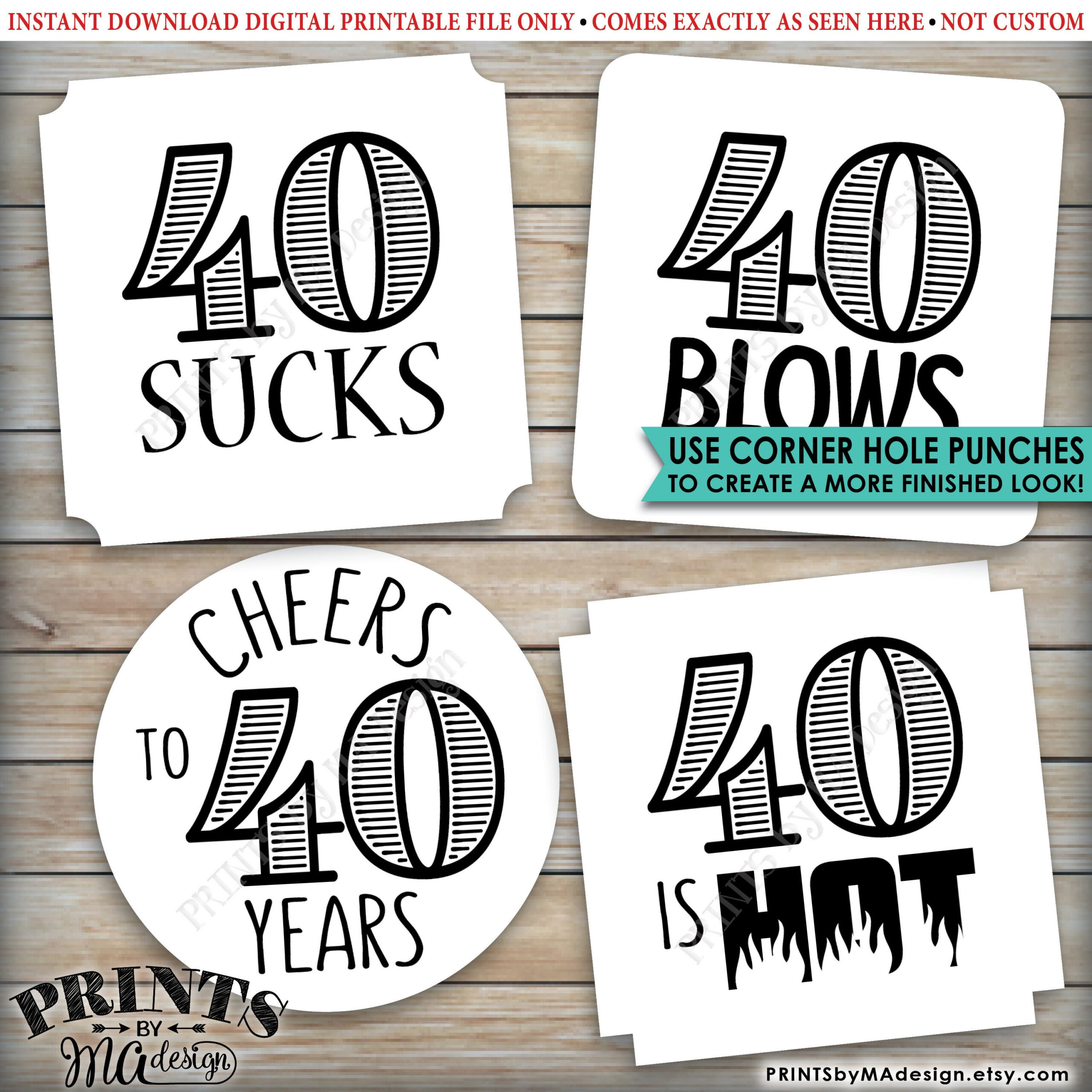 40Th Birthday Party Candy Signs, Candy Bar, 40 Sucks Blows Rocks in 40Th Birthday Free Printables