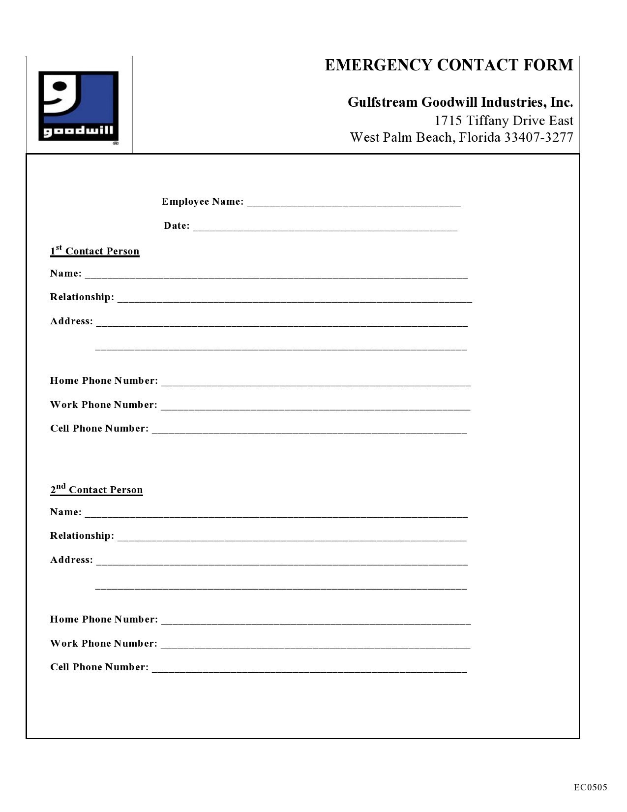 42 Printable Emergency Contact Forms (100% Free) throughout Free Printable Contact Forms