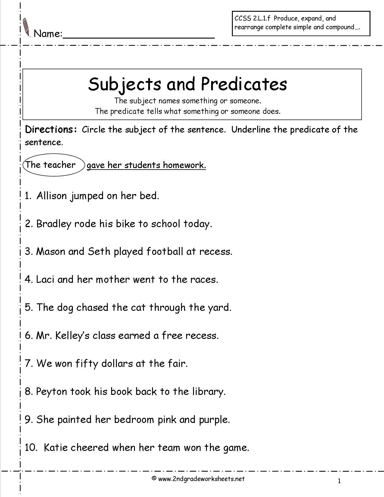 43 Best Subject And Predicate Ideas | Subject And Predicate regarding Free Printable Subject Predicate Worksheets 2Nd Grade