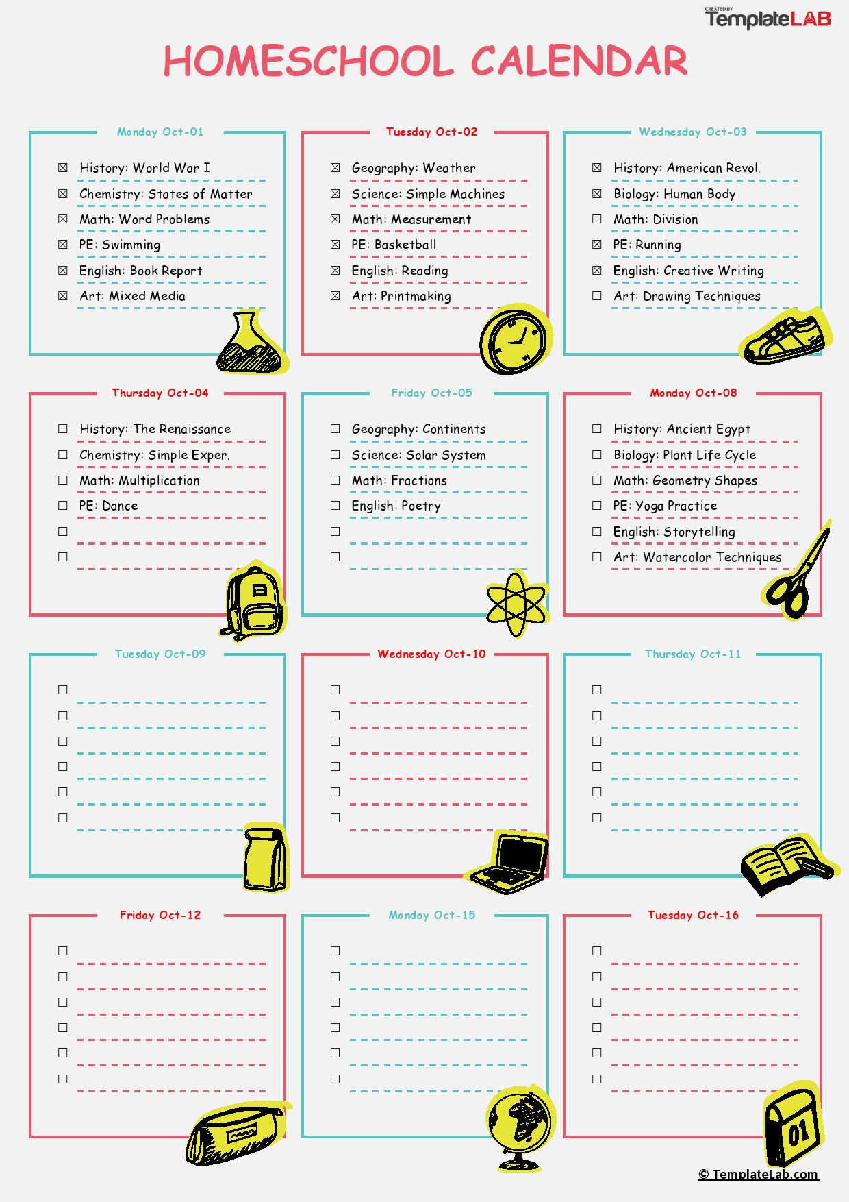 44 Editable Homeschool Schedule Templates [Free] in Free Printable Homeschool Curriculum